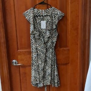 Free People Black and White Animal Print Wrap Dress